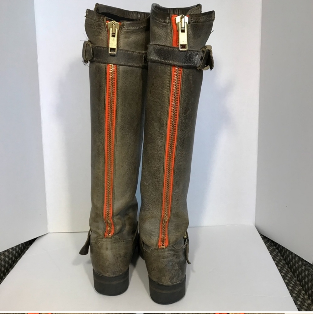 Steve madden leather distressed zip up boots